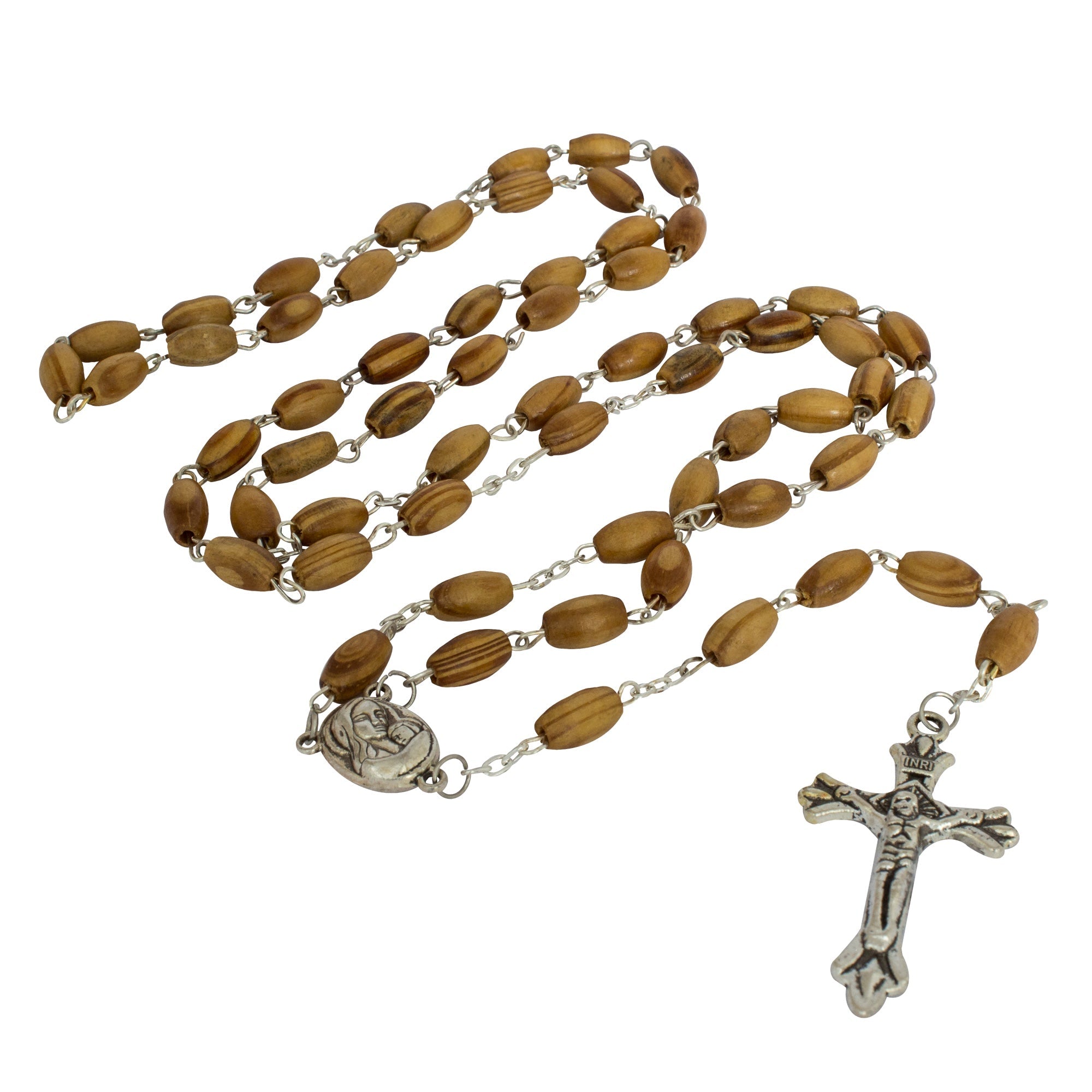 Jerusalem Handmade Olive Wood Rosary with Holy Soil | Catholic Prayer Beads 21.65 Inch