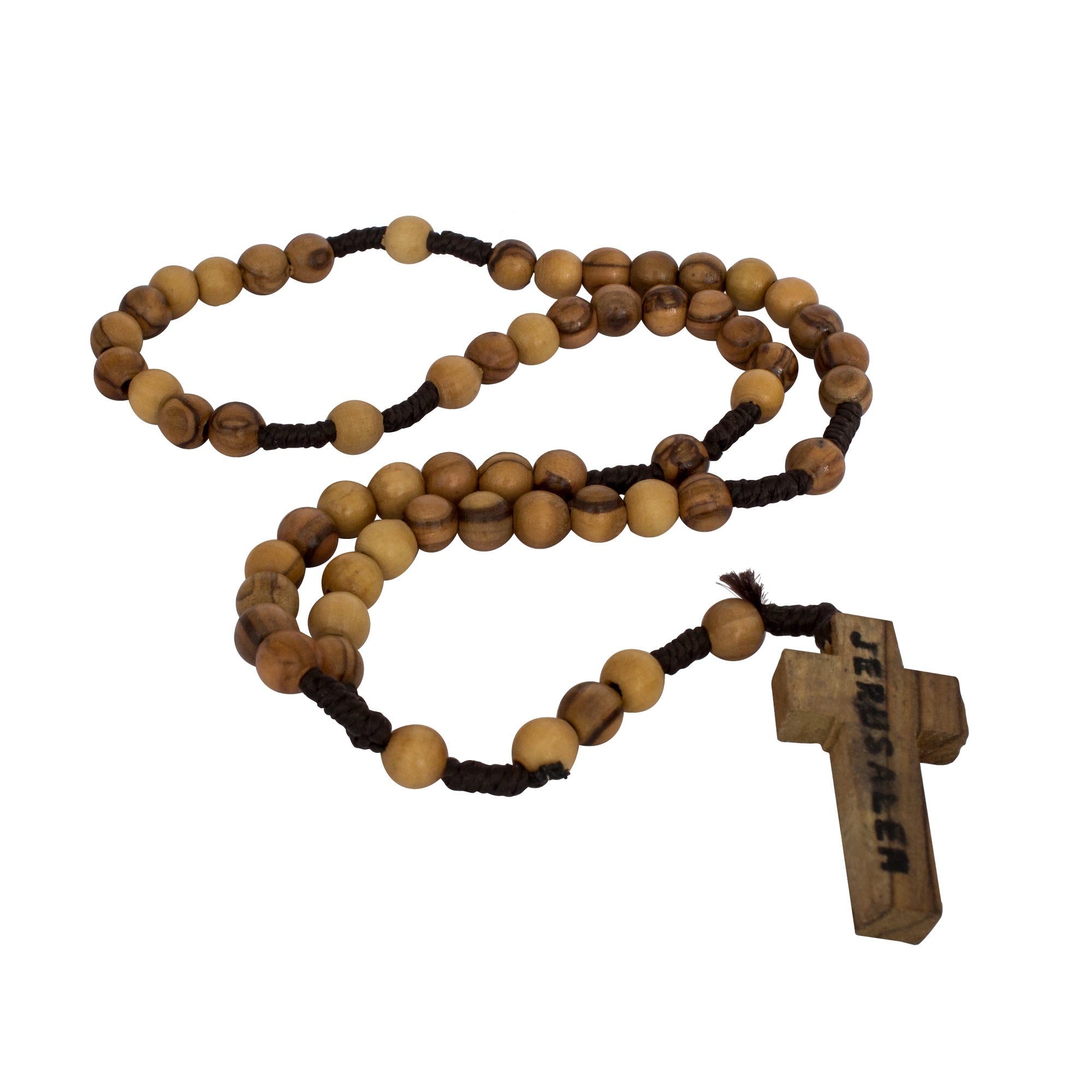 Jerusalem Handmade Catholic Olive Wood Rosary Beads with Crucifix | Holy Land Prayer Rosary 35 cm