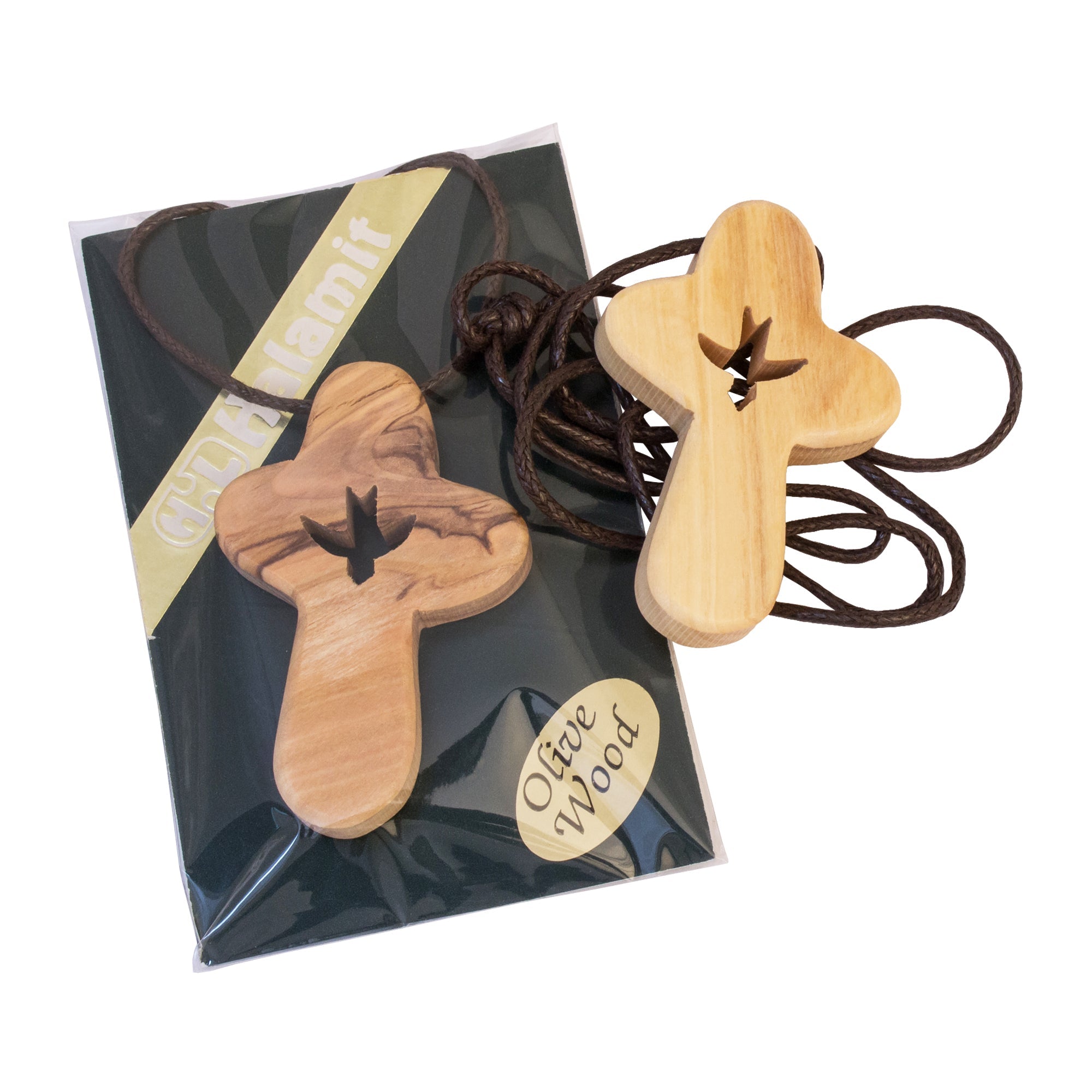 Jerusalem Handmade Olive Wood Cross with Holy Spirit Dove | Christian Peace Symbol