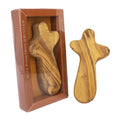 Olive Wood Comfort Cross – Handmade Handheld Christian Prayer Cross from Holy Land Israel