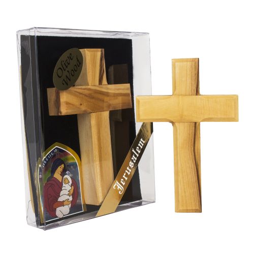 Jerusalem Handmade Olive Wood Wall Cross | Christian Prayer Cross 3.25 Inch Holy Land