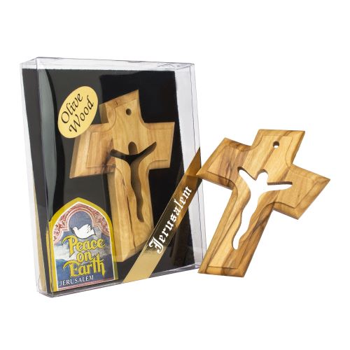 Jerusalem Handmade Olive Wood Wall Cross | Holy Land Christian Prayer & Home Decor