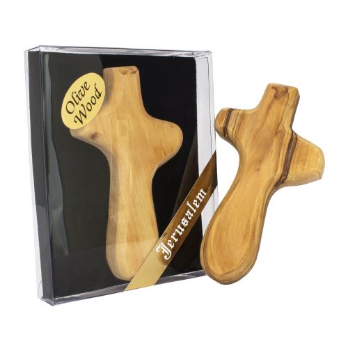 Handmade Olive Wood Comfort Cross | Holy Land Christian Prayer & Meditation Cross