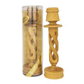 Handmade Olive Wood Spiral Candlestick | Holy Land Prayer Candle Holder